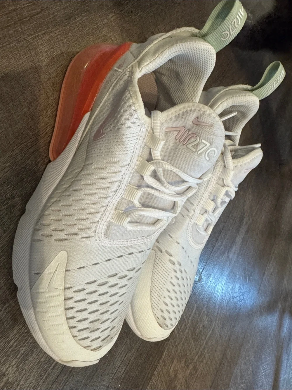 Nike Kids Air Max 270 White with Coral and Mint Accents